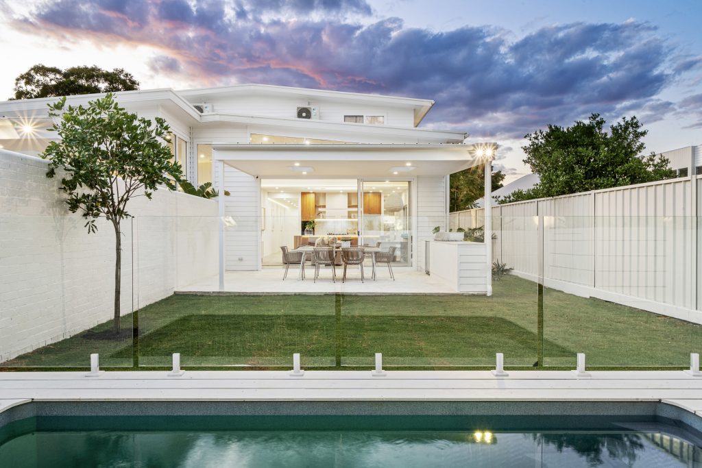 Alfresco area with recessed downlights and pool lighting