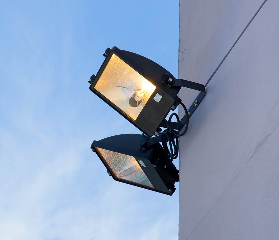 Exterior security floodlights